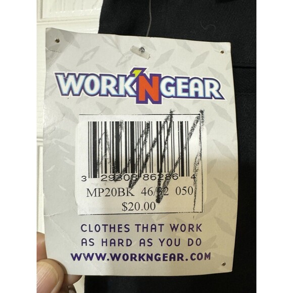 VTG NWT WORK N GEAR MP20 Black Industrial High Rise Quality Work Pant - 46x37U - Picture 3 of 5